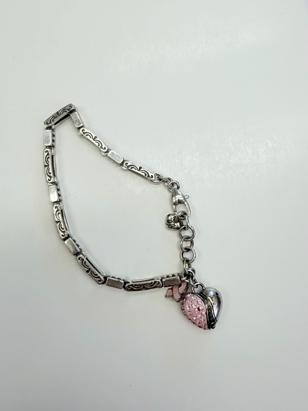Brighton Silver Bracelet with Pink Heart Charm